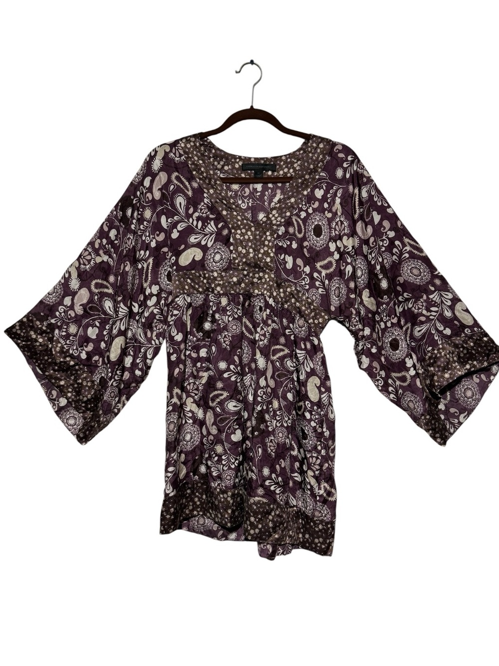 Express 100% Silk Babydoll Top Sz Medium Boho Indie Y2K Fairy Whimsigoth Purple